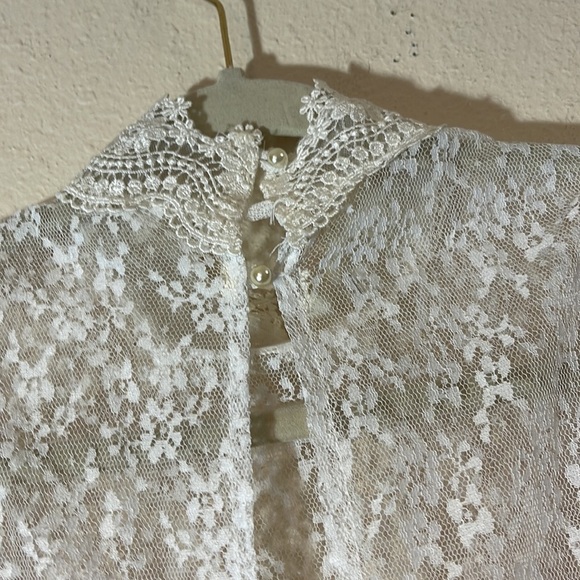 Vintage Gunne Sax Jessica McClintock Fit & Flare Ivory Pink Dress size 5/6 - Picture 8 of 16